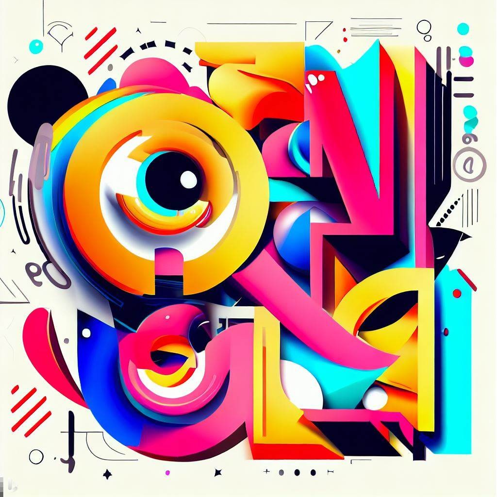 Graphic Design - Illustration featuring various design elements and tools